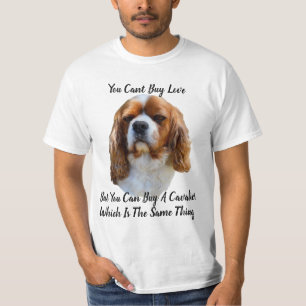 キング・チャールズ・カバリエスパニエル犬・ドッグ顔とロゴ Tシャツ