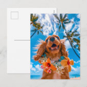 キング・チャールズ・コッカー・スパニエルが世界を旅して様々な場所でセルフィーを撮る シーズンポストカード (正面/裏面)