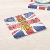 キング・チャールズIII暗号/ユニオン国旗の紙コースター スクエアペーパーコースター (アングル)
