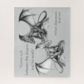 キング・リア引用文ブラック、グレー、ホワイトとドラゴン ジグソーパズル (縦)