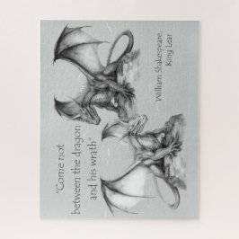 キング・リア引用文ブラック、グレー、ホワイトとドラゴン ジグソーパズル