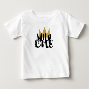キング ワイルド ワン ゴールド クラウン 1歳の誕生日パーティー ベビーTシャツ