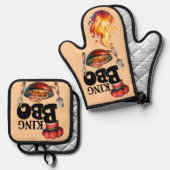 キングBBQ、父の日のギフトランキング 鍋つかみ&鍋敷きセット (正面/裏面)