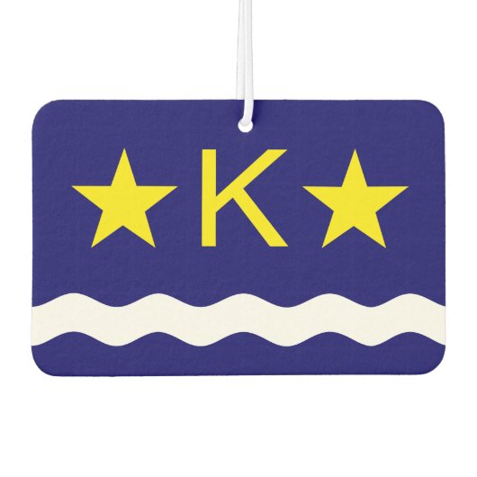 キンシャサ国旗、コンゴ平方紙コースター カーエアーフレッシュナー (正面)