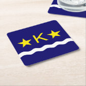 キンシャサ国旗、コンゴ平方紙コースター スクエアペーパーコースター (アングル)