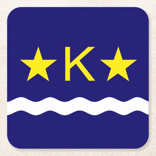 キンシャサ国旗、コンゴ平方紙コースター スクエアペーパーコースター (正面)