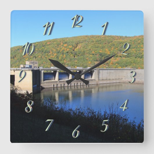 キンズアダムカラフル絵画秋ビュー スクエア壁時計 (正面)