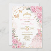 キンセかわいらしニーラピンク金ゴールドバラクリンプリンセス 招待状 (正面)