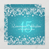 キンセアニェラお祝いパーティーウィンタースパークルブルー 招待状 (正面/裏面)