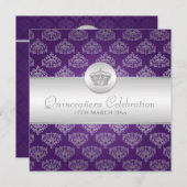 キンセアニェラお祝いパーティークラウンパープル 招待状 (正面/裏面)