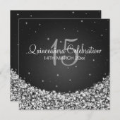 キンセアニェラお祝いパーティースタースパークルブラック 招待状 (正面/裏面)