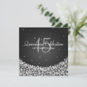 キンセアニェラお祝いパーティースタースパークルブラック 招待状 (スタンド正面)