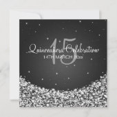 キンセアニェラお祝いパーティースタースパークルブラック 招待状 (正面)