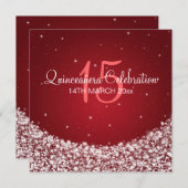 キンセアニェラお祝いパーティースタースパークルレッド 招待状 (正面/裏面)