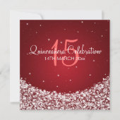 キンセアニェラお祝いパーティースタースパークルレッド 招待状 (正面)