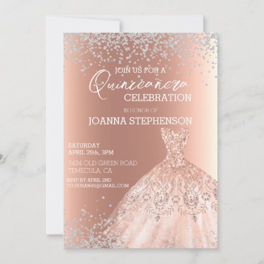 キンセアニェラお祝いパーティードレスダイヤモンド 招待状 (正面)