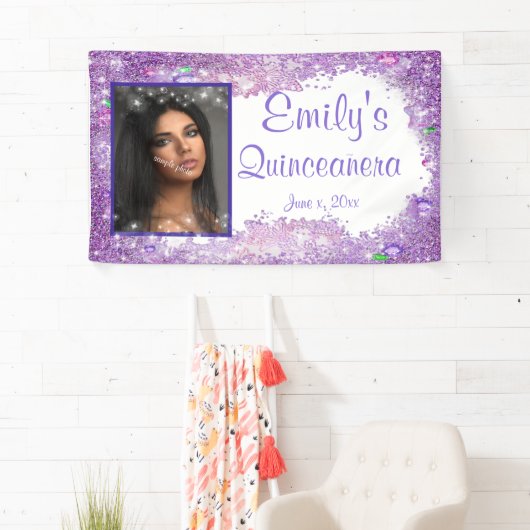 キンセアニェラお祝いピンクグリッタージェムスパークル 横断幕 (インサイチュ)