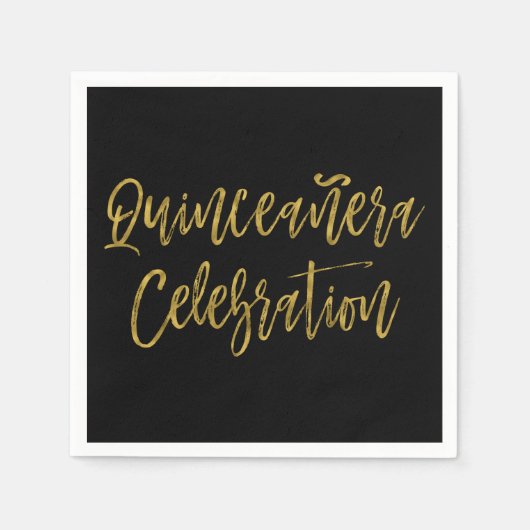 キンセアニェラお祝い15th誕生日ナプキンス スタンダードカクテルナプキン (正面)