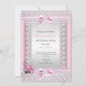 キンセアニェラかわいらしピンクホワイトローズハイヒール 招待状 (裏面)