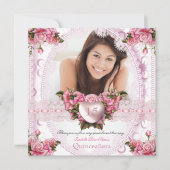 キンセアニェラかわいらしピンクホワイトローズ誕生日2 招待状 (正面)