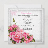 キンセアニェラかわいらしピンクローズホワイト15thパーティー2 招待状 (裏面)