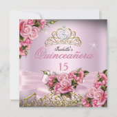 キンセアニェラかわいらしピンクローゼスティアラ15誕生日 招待状 (正面)