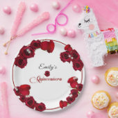 キンセアニェラかわいらしレッドローゼスダイヤモンド ペーパープレート (パーティー)
