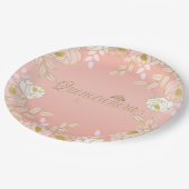キンセアニェラとティアラボタニカルのピンクと金ゴールド ペーパープレート (アングル)