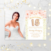 キンセアニェラとフォト金ゴールドピンクフローラ 招待状