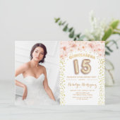 キンセアニェラとフォト金ゴールドピンクフローラ 招待状 (スタンド正面)