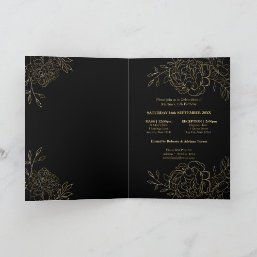 キンセアニェラとマスブラックと金ゴールドフローラ 招待状 (内部)