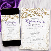 キンセアニェラとマスラグジュアリーパープルと葉金ゴールド 招待状