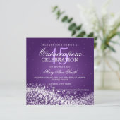 キンセアニェラのエレガントなパーティーのきらめくな波2の紫色 招待状 (スタンド正面)