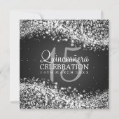 キンセアニェラのエレガントなパーティーのきらめくな波2の黒 招待状 (裏面)