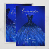 キンセアニェラのスパークルドレス、エレクトリックブルー 招待状 (正面/裏面)