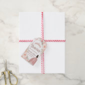 キンセアニェラのバラ色の花飾り付きプリンセスドレス ギフトタグ (より糸付き)