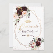 キンセアニェラのバラ色 ワインレッドの水彩花 招待状 (正面)