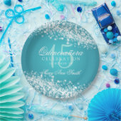 キンセアニェラのパーティーのきらめくな波のターコイズ ペーパープレート (パーティー)