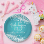 キンセアニェラのパーティーのきらめくな波のターコイズ ペーパープレート (パーティー)