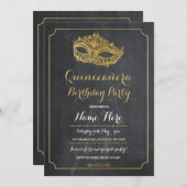 キンセアニェラのパーティーの仮面舞踏会の誕生日のマスクの招待 招待状 (正面/裏面)