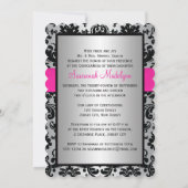 キンセアニェラの招待の黒い|印刷されたリボンのピンク 招待状 (裏面)
