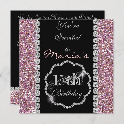 キンセアニェラの第15きらきら光るな誕生日の招待状 招待状 (正面/裏面)