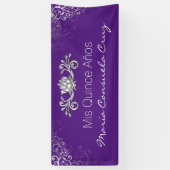 キンセアニェラの紫色および銀製の旗 横断幕 (縦)