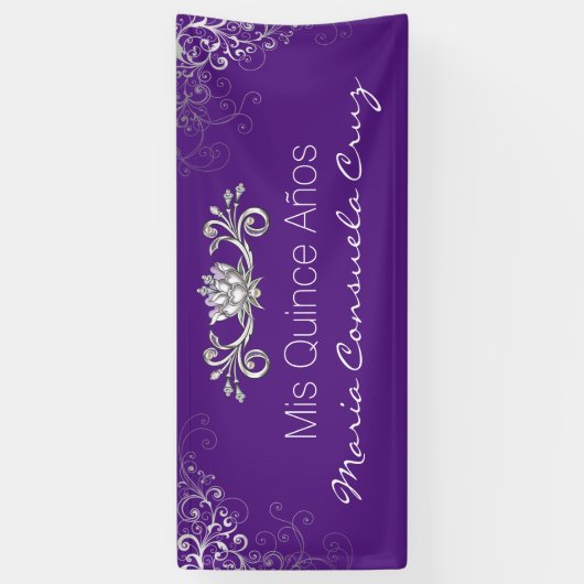 キンセアニェラの紫色および銀製の旗 横断幕 (縦)