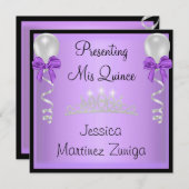 キンセアニェラの紫色の黒い銀製の宝石のティアラ 招待状 (正面/裏面)