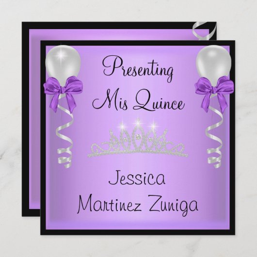 キンセアニェラの紫色の黒い銀製の宝石のティアラ 招待状 (正面/裏面)