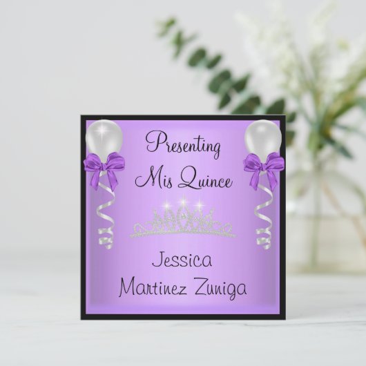 キンセアニェラの紫色の黒い銀製の宝石のティアラ 招待状 (スタンド正面)