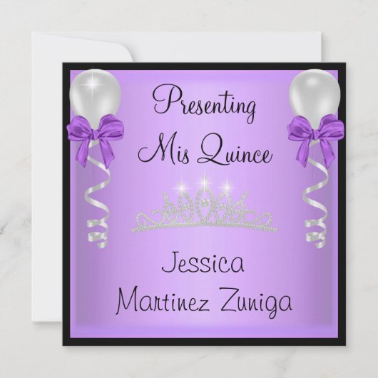 キンセアニェラの紫色の黒い銀製の宝石のティアラ 招待状 (正面)