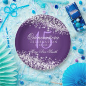 キンセアニェラの誕生会のきらめくな波の紫色 ペーパープレート (パーティー)