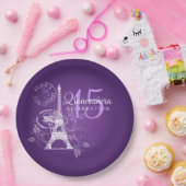 キンセアニェラの誕生会のパリの紫色 ペーパープレート (パーティー)